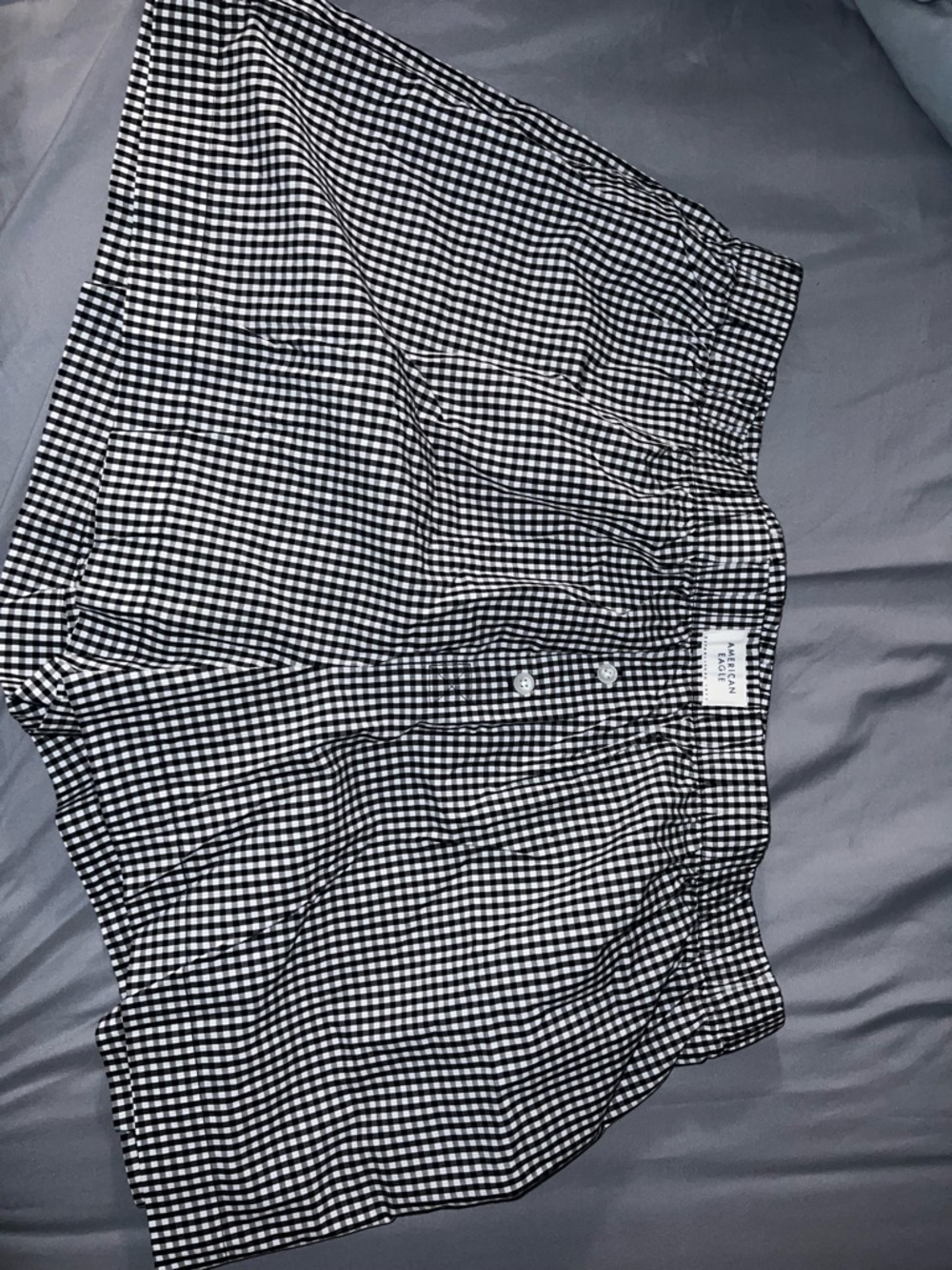 American Eagle Outfitters Black and White Gingham Button-Front Shorts